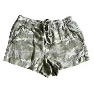Women’s Loft Linen Camo Drawsting Shorts Size XS
